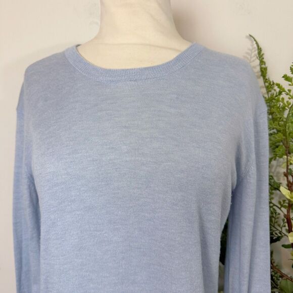 MAGASCHONI | blue tissue weight knit top | large | cashmere blend - Picture 2 of 9
